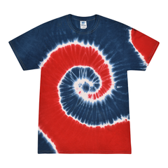 Colortone 1000 Multi-Color Tie-Dyed T-Shirt - Spiral Royal & Red -