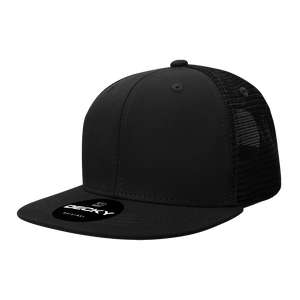 Decky 1052 Blank 6 Panel Trucker Hat, Flat Bill Snapback - 1052 -