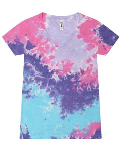 Colortone 1075 Women's Tie-Dyed V-Neck T-Shirt -
