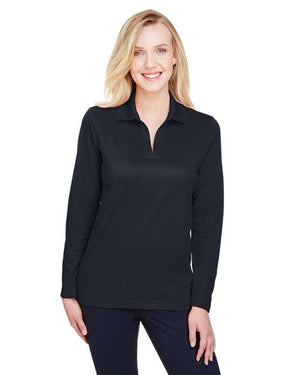 Devon & Jones DG20LW Women's CrownLux Performance® Plaited Long Sleeve Polo -