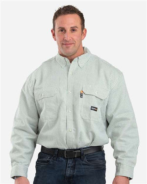 Berne Apparel FRSH21T Men's Tall Flame-Resistant Down Plaid Work Shirt -