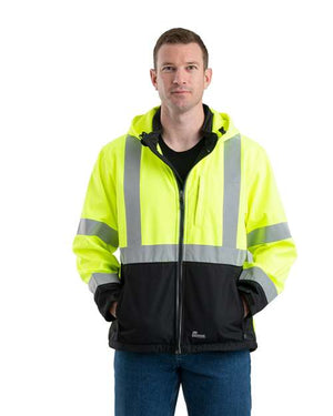 Berne Apparel HVJS206 Men's Hi-Vis Class 3 Hooded Soft Shell Jacket -
