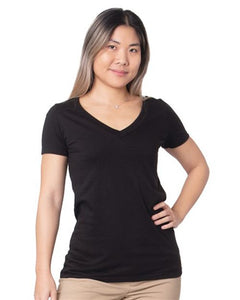 Bayside 5875 Women's USA-Made Fine Jersey V-Neck T-Shirt -
