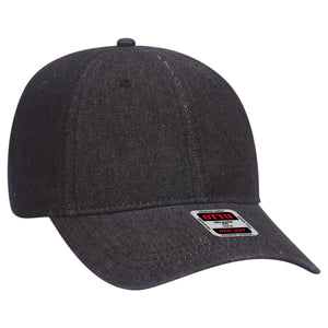 Otto 18-204 6 Panel Low Profile Dad Hat, Garment Washed Pigment Dyed Denim -