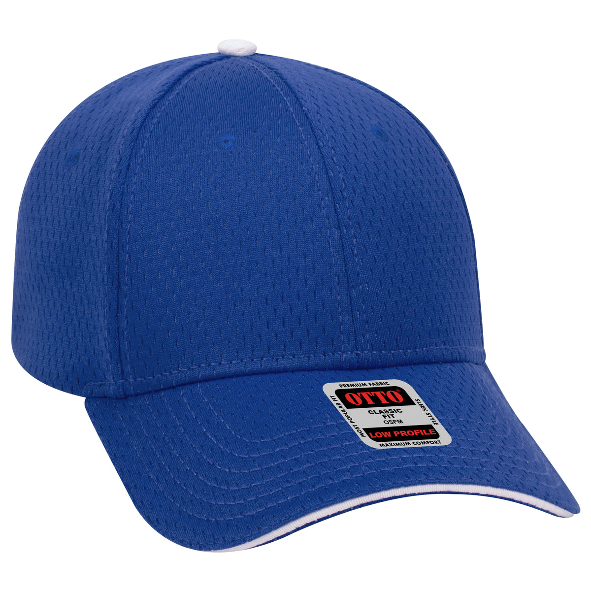 Otto 6 Panel Low Profile Baseball Cap, Polyester Pro Mesh Sandwich