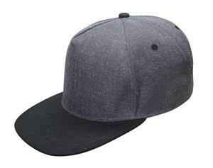 Nissun Cap 5 Panel Snapback Hat, Wool Blend Flat Bill Cap - 5FWC -