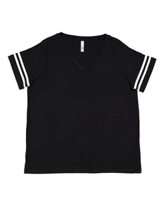 LAT 3837 Women's Curvy Collection Vintage Football T-Shirt -