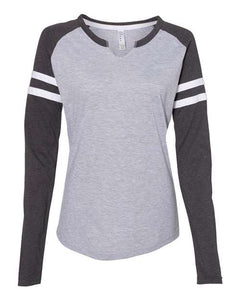 LAT 3534 Women's Fine Jersey Mash Up Long Sleeve T-Shirt -