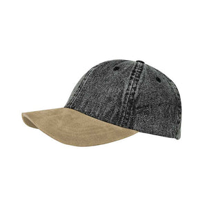Mega Cap 7611 Washed Denim Cap W/Suede Bill -