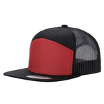 Unbranded 7-Panel Trucker Flat Bill Hat, Blank 7 Panel Mesh Back Cap