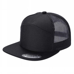 Unbranded 7-Panel Trucker Flat Bill Hat, Blank 7 Panel Mesh Back Cap -