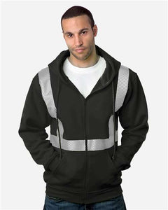 Bayside 3737 USA-Made Hi-Visibility Full-Zip Hooded Sweatshirt - Segmented Tape -