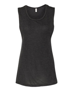 Bella + Canvas 8803 Women's Flowy Scoop Muscle Tank - Black Heather -