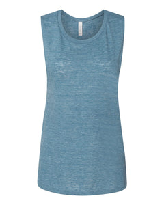 Bella + Canvas 8803 Women's Flowy Scoop Muscle Tank - Denim Slub -