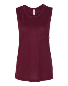 Bella + Canvas 8803 Women's Flowy Scoop Muscle Tank - Maroon -