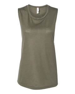 Bella + Canvas 8803 Women's Flowy Scoop Muscle Tank - Military Green -