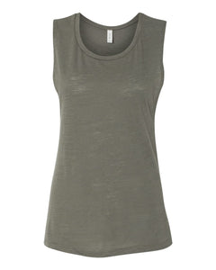 Bella + Canvas 8803 Women's Flowy Scoop Muscle Tank - Olive Slub -