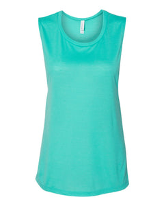 Bella + Canvas 8803 Women's Flowy Scoop Muscle Tank - Teal -