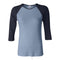 BELLA+CANVAS 2000 Women’s 1x1 Baby Rib Raglan Three-Quarter Sleeve Tee