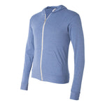 BELLA+CANVAS 3939 Unisex Triblend Lightweight Full-Zip Hooded Long Sleeve Tee