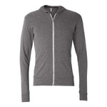 BELLA+CANVAS 3939 Unisex Triblend Lightweight Full-Zip Hooded Long Sleeve Tee