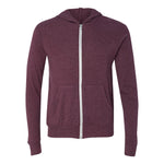 BELLA+CANVAS 3939 Unisex Triblend Lightweight Full-Zip Hooded Long Sleeve Tee