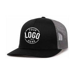Custom Embroidered Pacific Headwear 104C Trucker Snapback Cap - Flat Embroidery -