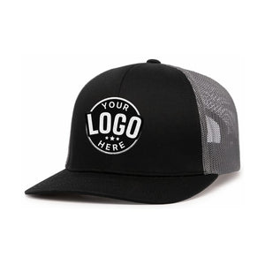 Custom Embroidered Pacific Headwear 104C Trucker Snapback Cap - Flat Embroidery -
