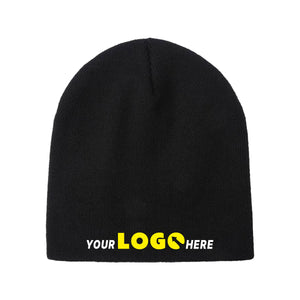 Custom Embroidered Unbranded Short Knit Beanie with Logo -