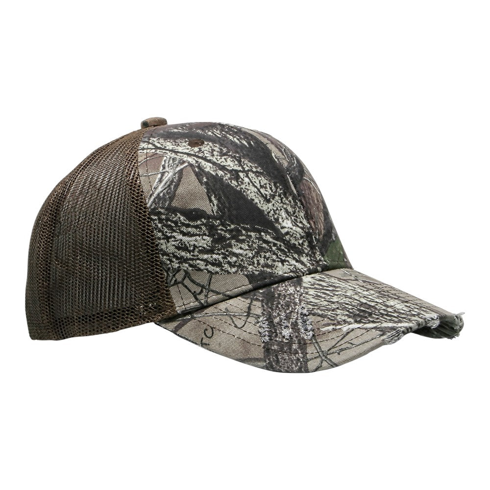 Cobra C112-D 6 Panel Distressed Poly/Cotton Front Mesh Back Camo