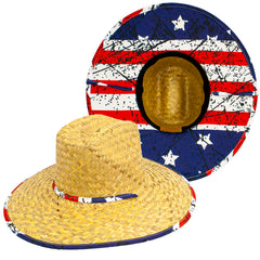 Goldcoast Kenny Festi Americana Underbrim US Flag Straw Lifeguard Hat GCB4070 -