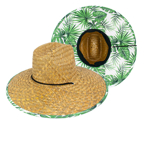 Goldcoast Journey Floral, Green Leaf Straw Lifeguard Hat