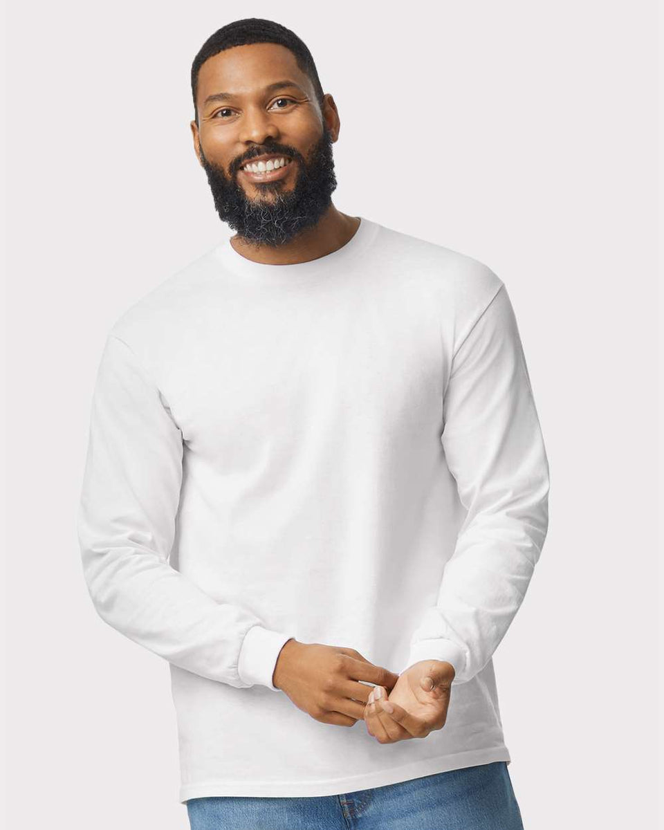 Gildan 5400 Men's Cotton Long Sleeve T-Shirt – Blank Casual Plain Tee, Crew Neck, Regular Fit (S-3XL)