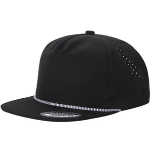 Unbranded 5 Panel Water Resistant Flat Bill Perforated Rope Hat -