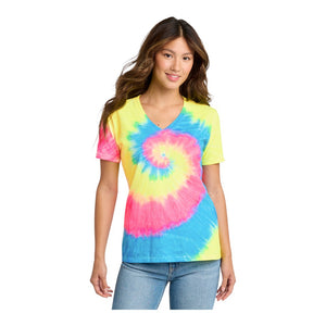 Port & Company LPC147V Women's Tie-Dye V-Neck Tee -