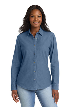 Port & Co LSP10 Women's Long Sleeve Value Denim Shirt -