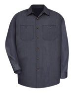 Red Kap SP14 Industrial Long Sleeve Work Shirt - Blue/Charcoal Microcheck