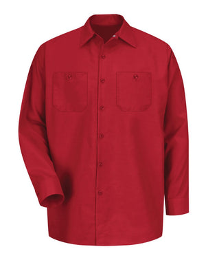 Red Kap SP14 Industrial Long Sleeve Work Shirt - Red -