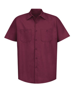 Red Kap SP24 Industrial Short Sleeve Work Shirt - Burgundy -