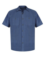Red Kap SP24 Industrial Short Sleeve Work Shirt - Grey/Blue Stripe