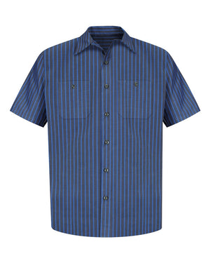 Red Kap SP24 Industrial Short Sleeve Work Shirt - Grey/Blue Stripe -