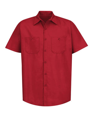 Red Kap SP24 Industrial Short Sleeve Work Shirt - Red -