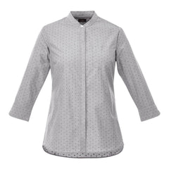 Elevate TM97601 Huntington Women's Three Quarter Sleeve Dotted Mandarin Collar Button Up Shirt -