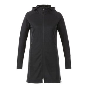 Elevate TM98210 Women's ODELL Performance Knit Tunic Length Full Zip Hoodie with Thumb Holes -