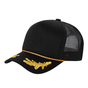 Unbranded Captain Military Foam Trucker Hat with Gold Leaf -