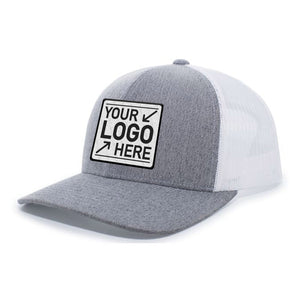 Custom Embroidered Pacific Headwear 110C Heather Trucker Snapback Cap - Flat Embroidery -