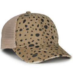 Outdoor Cap OC801P Printed Distressed Tea-Stained Cap - Stars, Cheetah, or Polka Dot Designs -