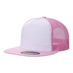 Unbranded 5 Panel Flat Bill Trucker Hat, Blank 5 Panel Mesh Back Cap