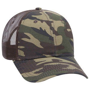 Otto Camouflage 6 Panel Low Pro Mesh Back Trucker Hat, Camo Cotton Cap - 105-1247 -