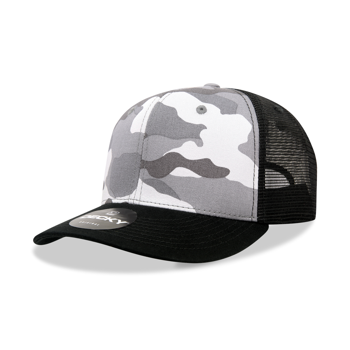 Decky 1054 - Camo Curve Bill Trucker Hat, 6 Panel Camo Trucker Cap – The  Park Wholesale